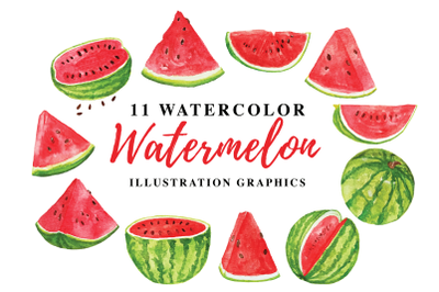 11 Watercolor Watermelon Illustration Graphics