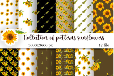 Sunflowers and wheat seamless pattern