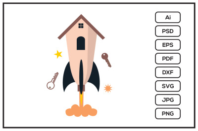 Rocket house design illustration
