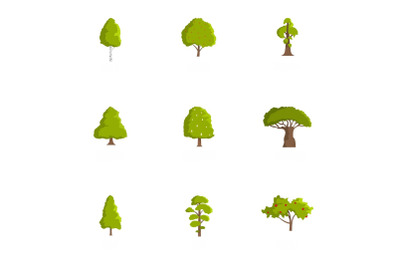 Lumber icons set, cartoon style