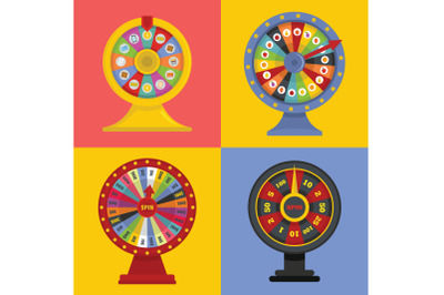 Spin wheel banner concept set, flat style