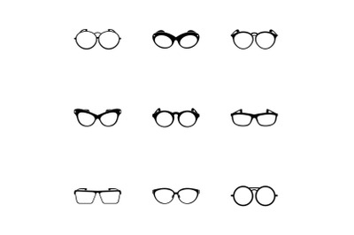 Safety glasses icons set, simple style