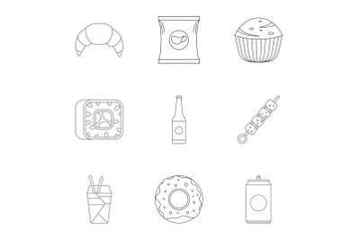 Farinaceous icons set, outline style