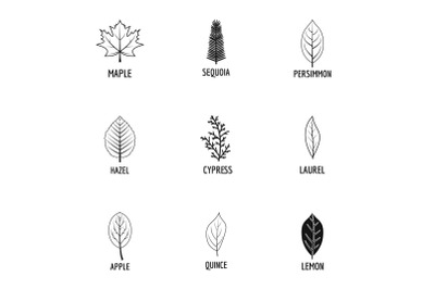 Tree structure icons set, simple style