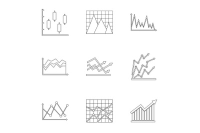 Information board icons set, outline style