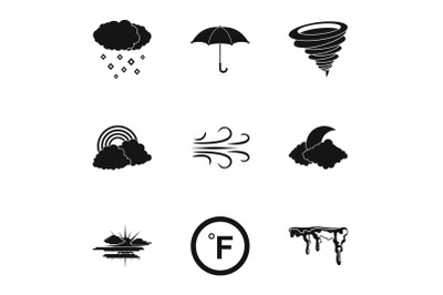 Climatic icons set, simple style