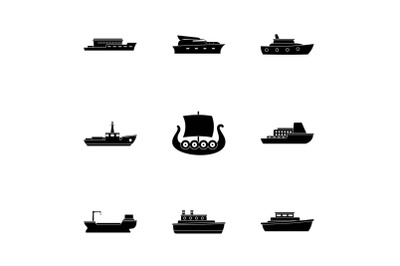 Seafaring icons set, simple style