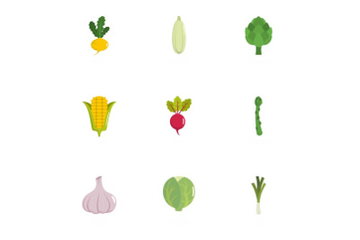 Floral icons set, flat style