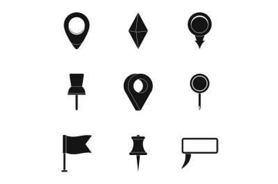 Town position icons set, simple style