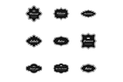 Greeting card icons set, simple style