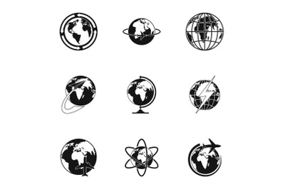 Worldwide icons set, simple style