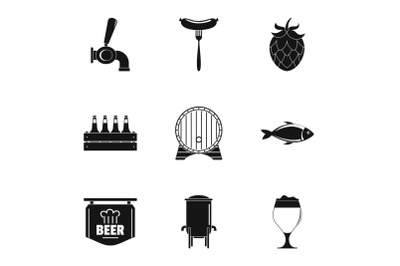 Suppertime icons set, simple style