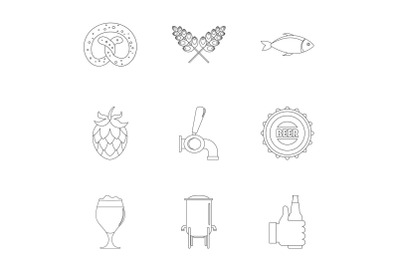 Delicacy icons set, outline style