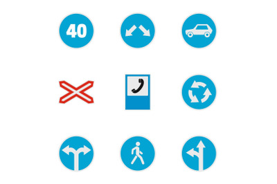 Guide mark icons set, flat style