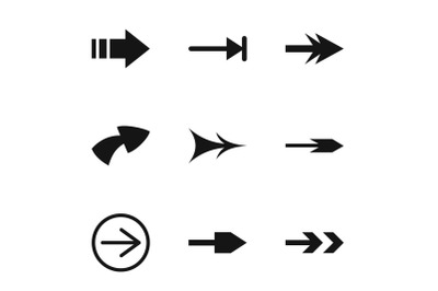 Web arrow icons set, simple style