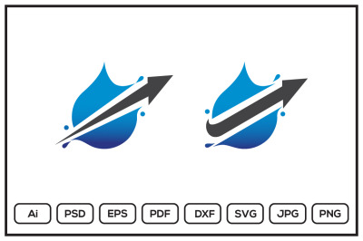 Splash water drop with arrow logo design illustration