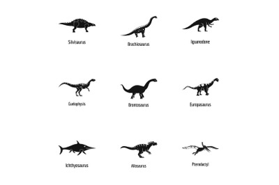 Bird of prey icons set, simple style