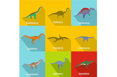 Raptor icons set, flat style