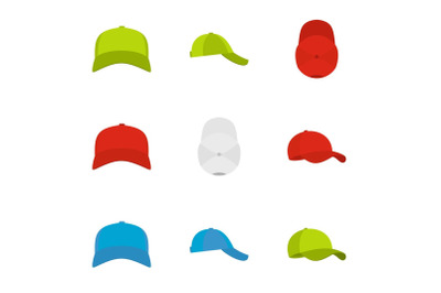 Headpiece icons set, flat style