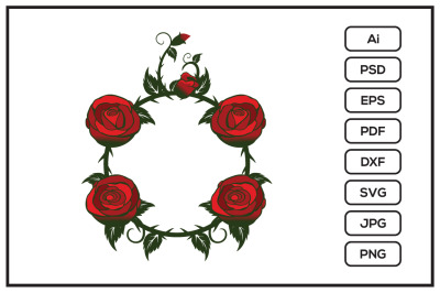 Roses and vines frame design illustration