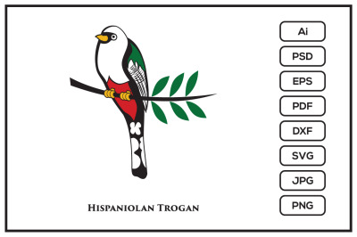 Hispaniolan trogan bird design illustration