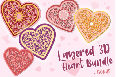 3D Layered Heart Bundle - 5 items &amp; Bonus