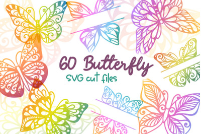 60 Butterfly SVG cut files - simple &amp; split monogram