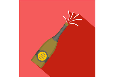 Bottle of champagne icon, flat style