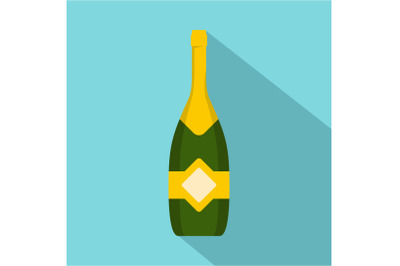 Closed champagne icon, flat style