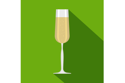 Glass of champagne icon, flat style