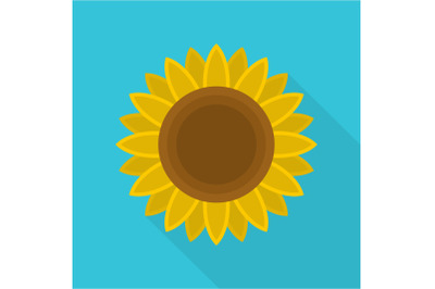 Ripe sunflower icon, flat style