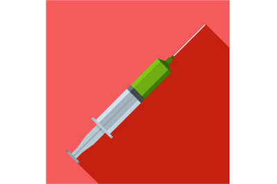 Syringe icon, flat style