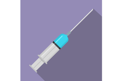 Medicine syringe icon, flat style