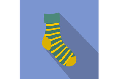 Striped sock icon, flat style