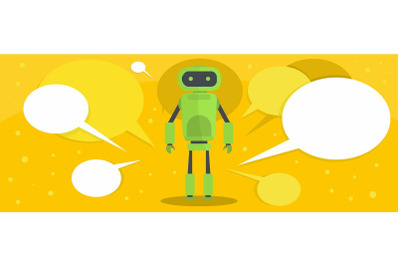 Robot banner, flat style