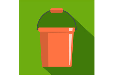 Plastic bucket icon, flat style