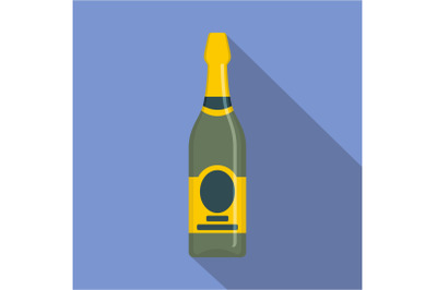 Holiday champagne icon, flat style