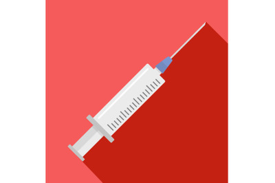 Clinical syringe icon, flat style