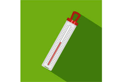 Old thermometer icon, flat style