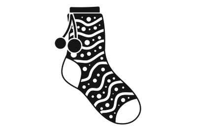 Sock with pompon icon, simple style