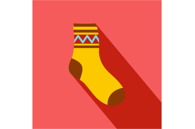 Fabric sock icon, flat style