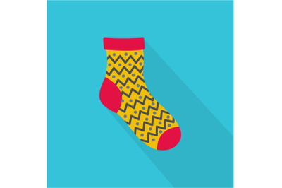 Ornament sock icon, flat style