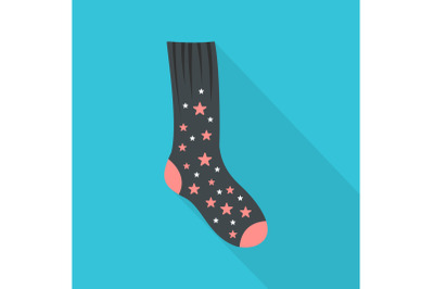 Sock with star icon, flat style