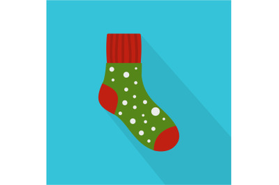 Fluffy sock icon, flat style