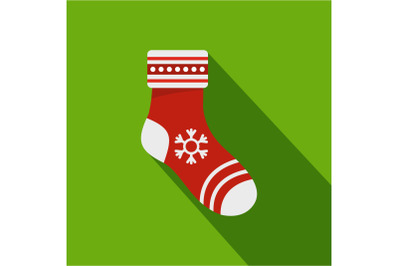 Christmas sock icon, flat style