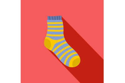 Fuzzy sock icon, flat style