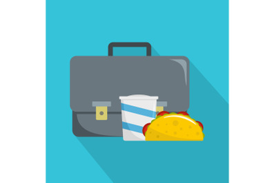 Office lunch icon, flat style