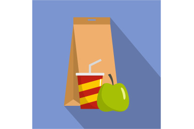 Packed lunch icon, flat style