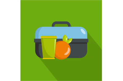 Lunch in box icon, flat style