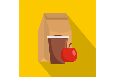 Lunch package icon, flat style